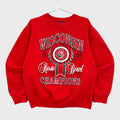 Red vintage 1994 crewneck sweatshirt with 'Wisconsin Rose Bowl Champions' text on a white background