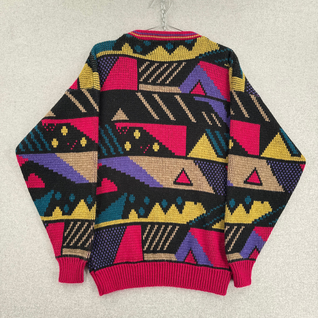 Vintage 90s Geometric Pattern Vintage Knitted Sweater - L
