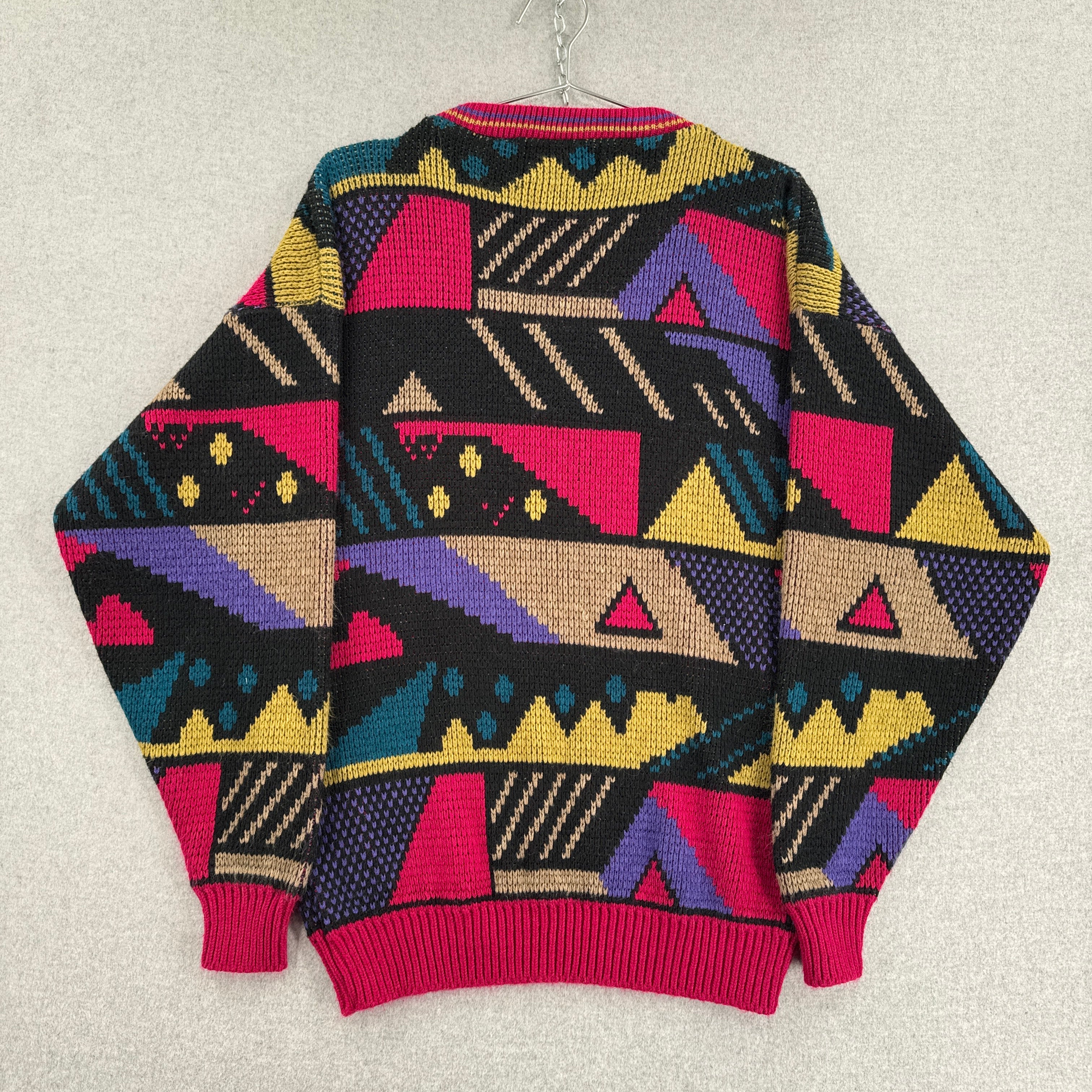 Vintage 90s Geometric Pattern Vintage Knitted Sweater - L