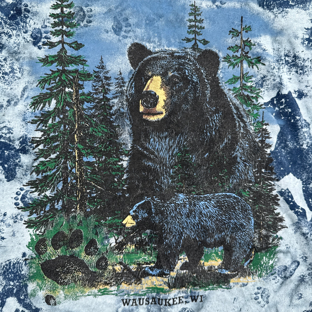 Vintage 90s Bear Woods Tie Dye Graphic Tee 
