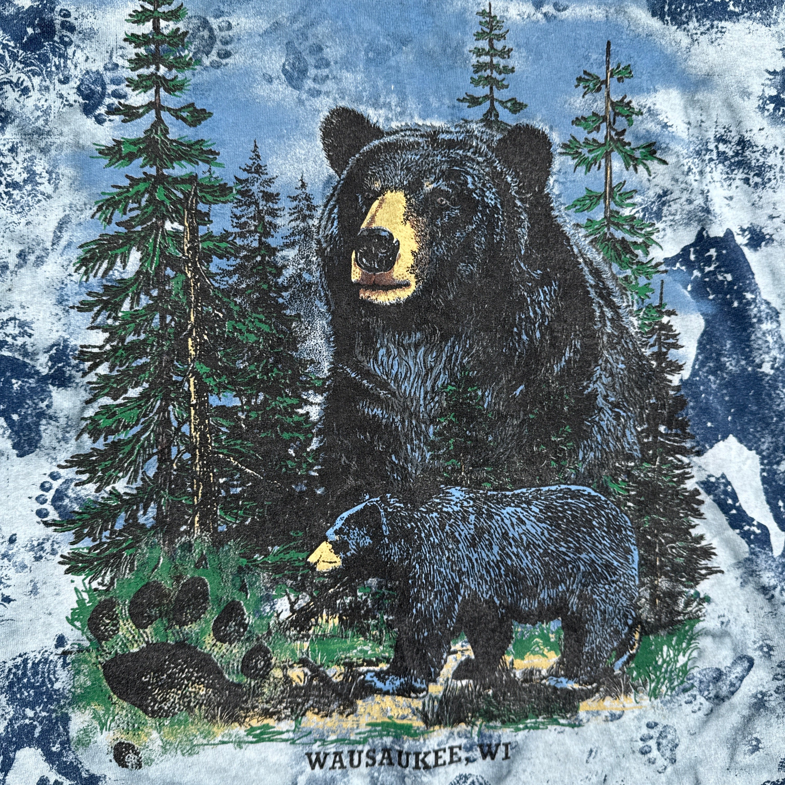 Vintage 90s Bear Woods Tie Dye Graphic Tee 