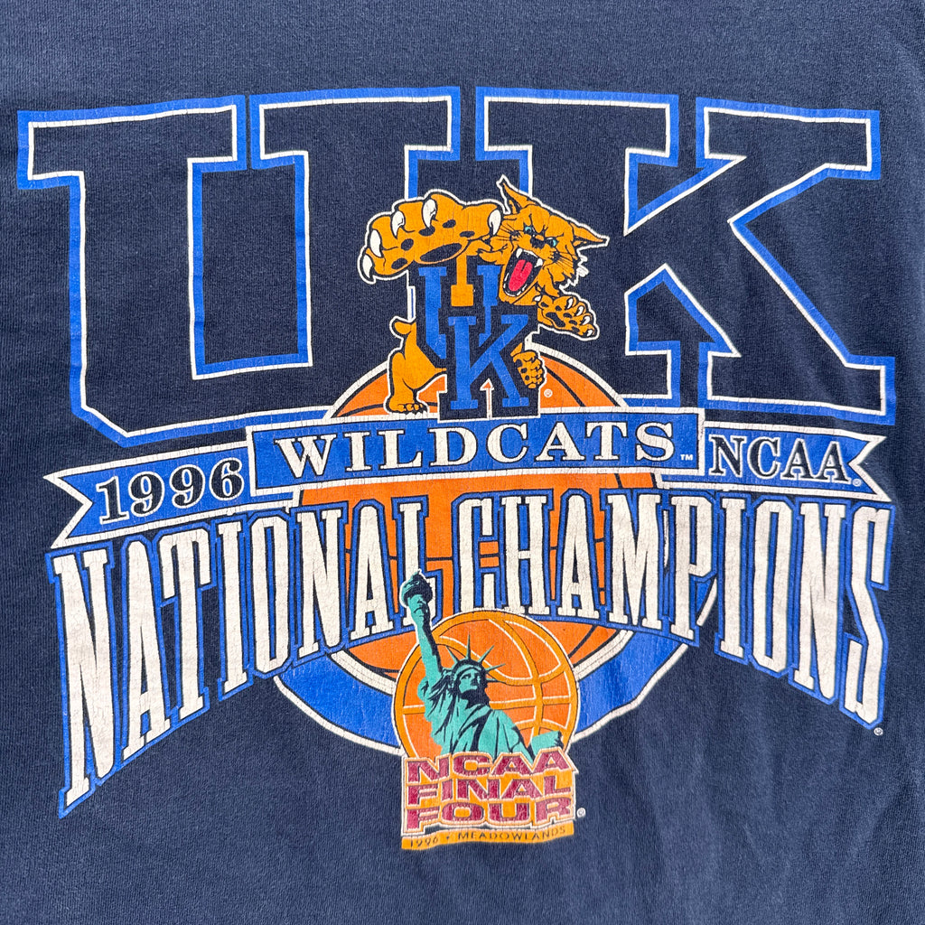 Navy blue t-shirt with 'Wildcats National Champions' graphic and logo 1996 NCAA Final Four Basketball Champions