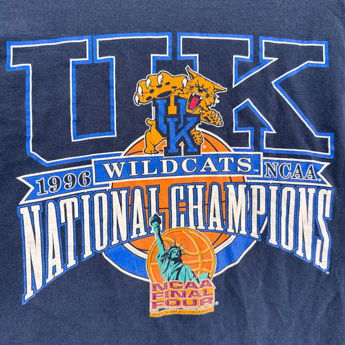 Navy blue t-shirt with 'Wildcats National Champions' graphic and logo 1996 NCAA Final Four Basketball Champions