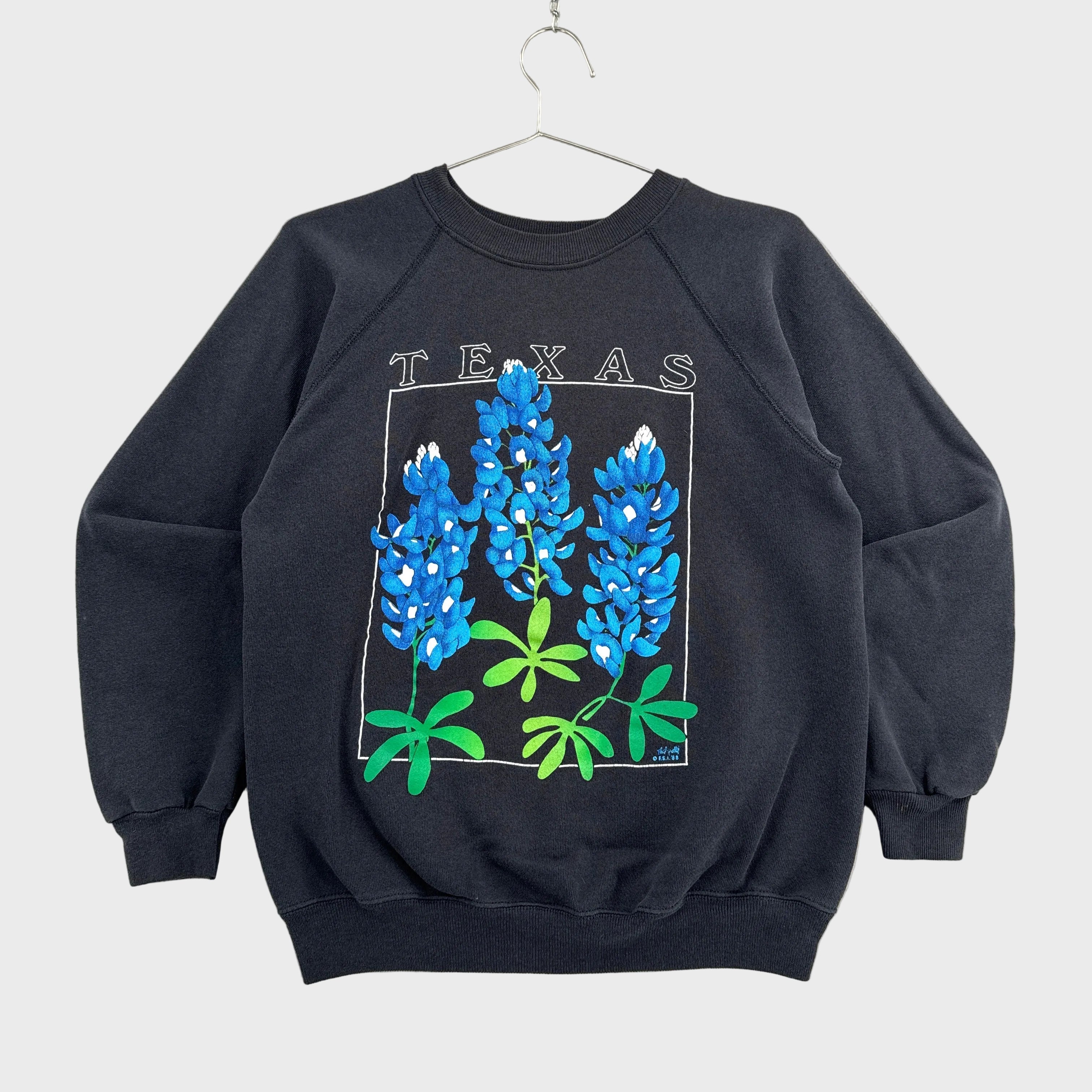 Vintage 1988 Texas Bluebonnet Flower Crewneck Sweatshirt