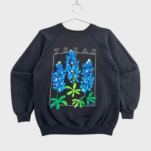Vintage 1988 Texas Bluebonnet Flower Crewneck Sweatshirt