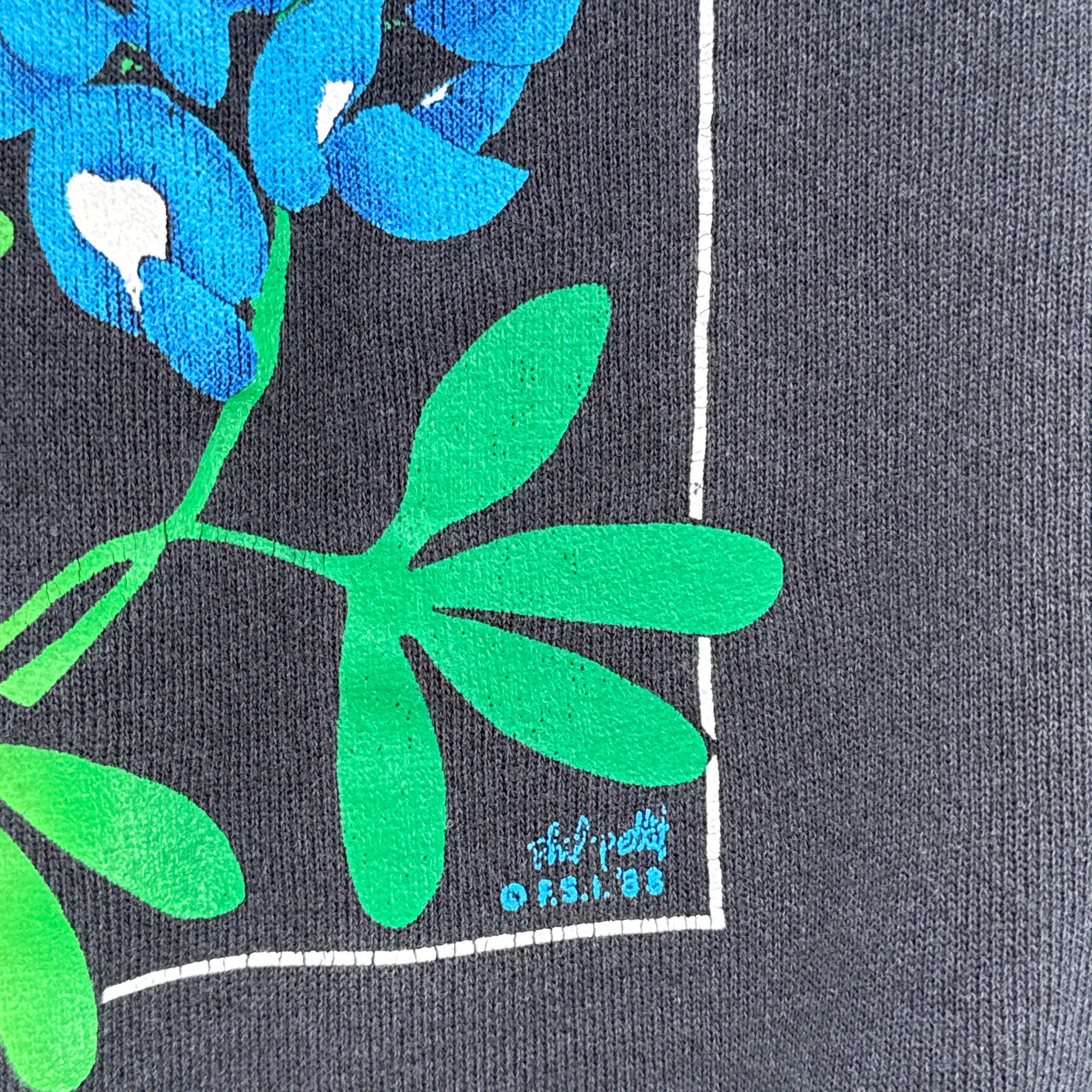 Vintage 1988 Texas Bluebonnet Flower Crewneck Sweatshirt