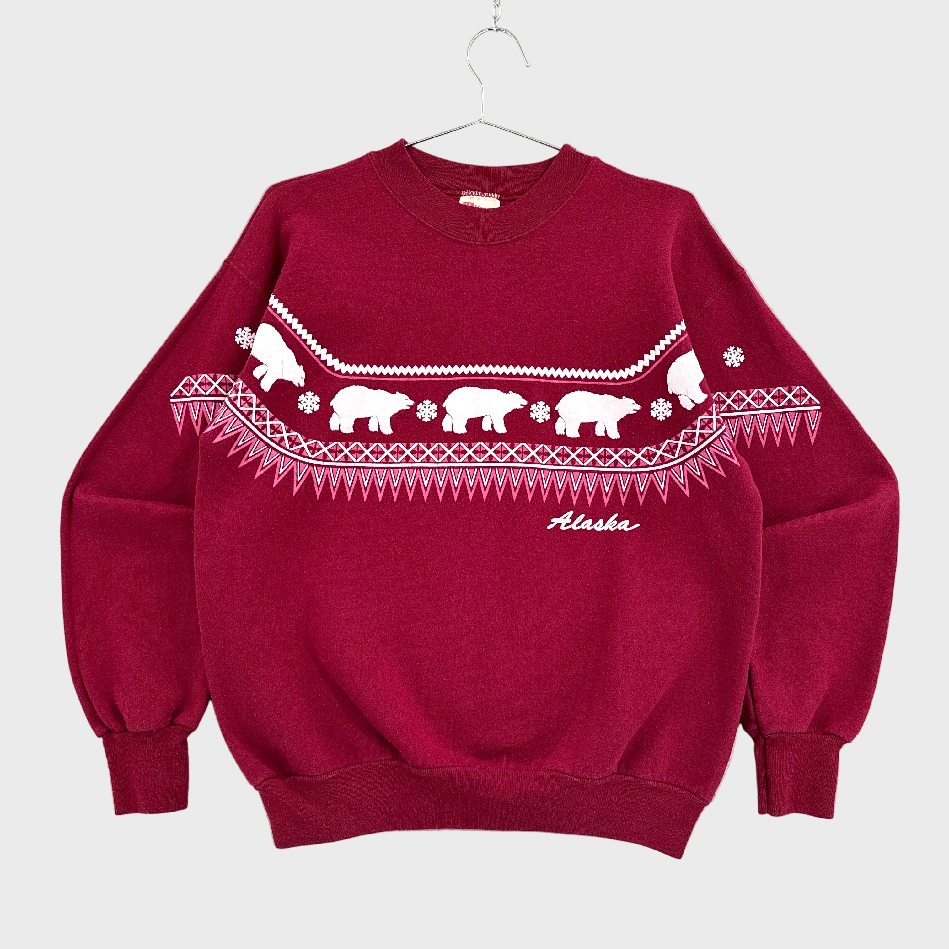 Vintage 90s Alaska Polar Bear Graphic Crewneck Sweatshirt