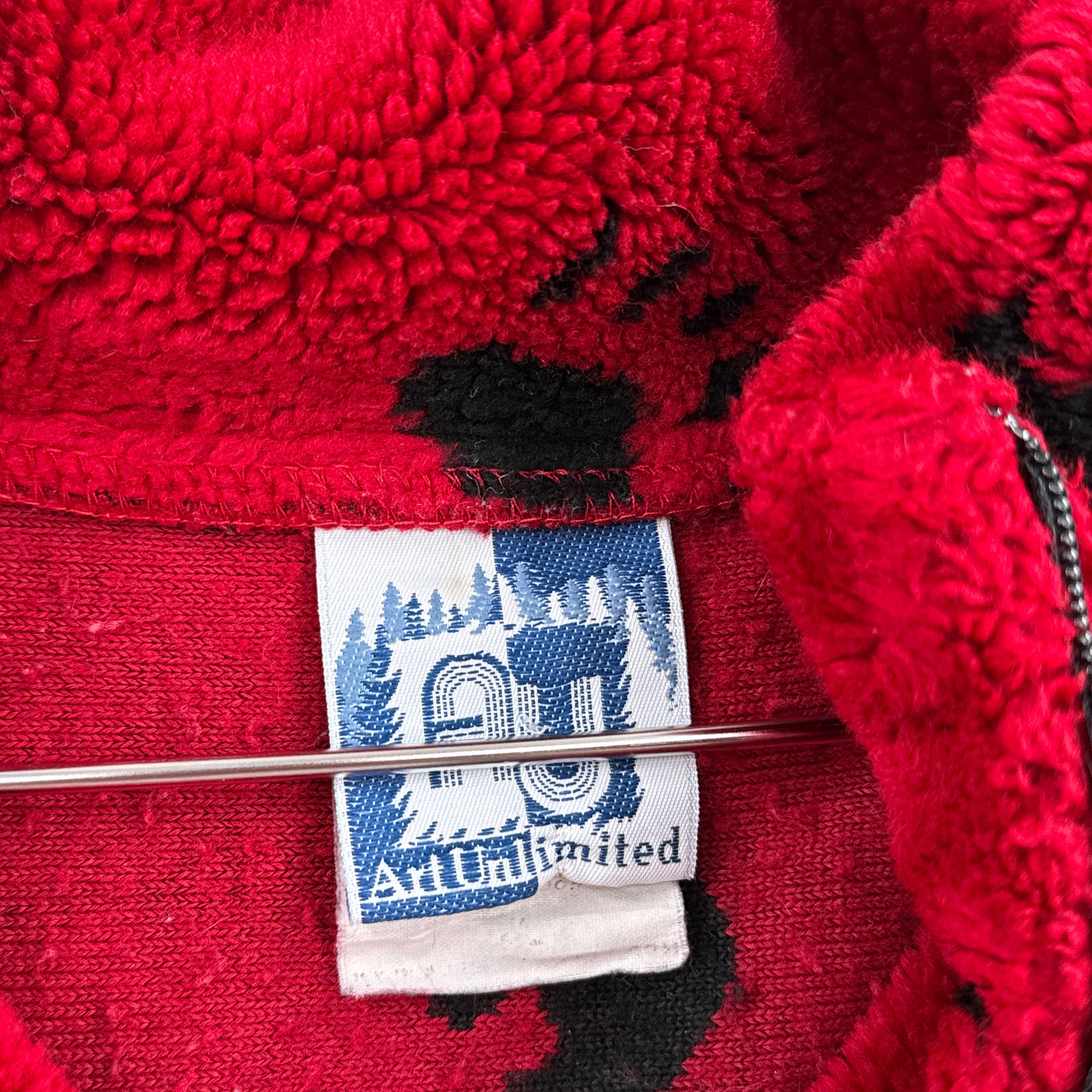 Vintage 90s Bear Woods Nature Fleece Sweater Jacket