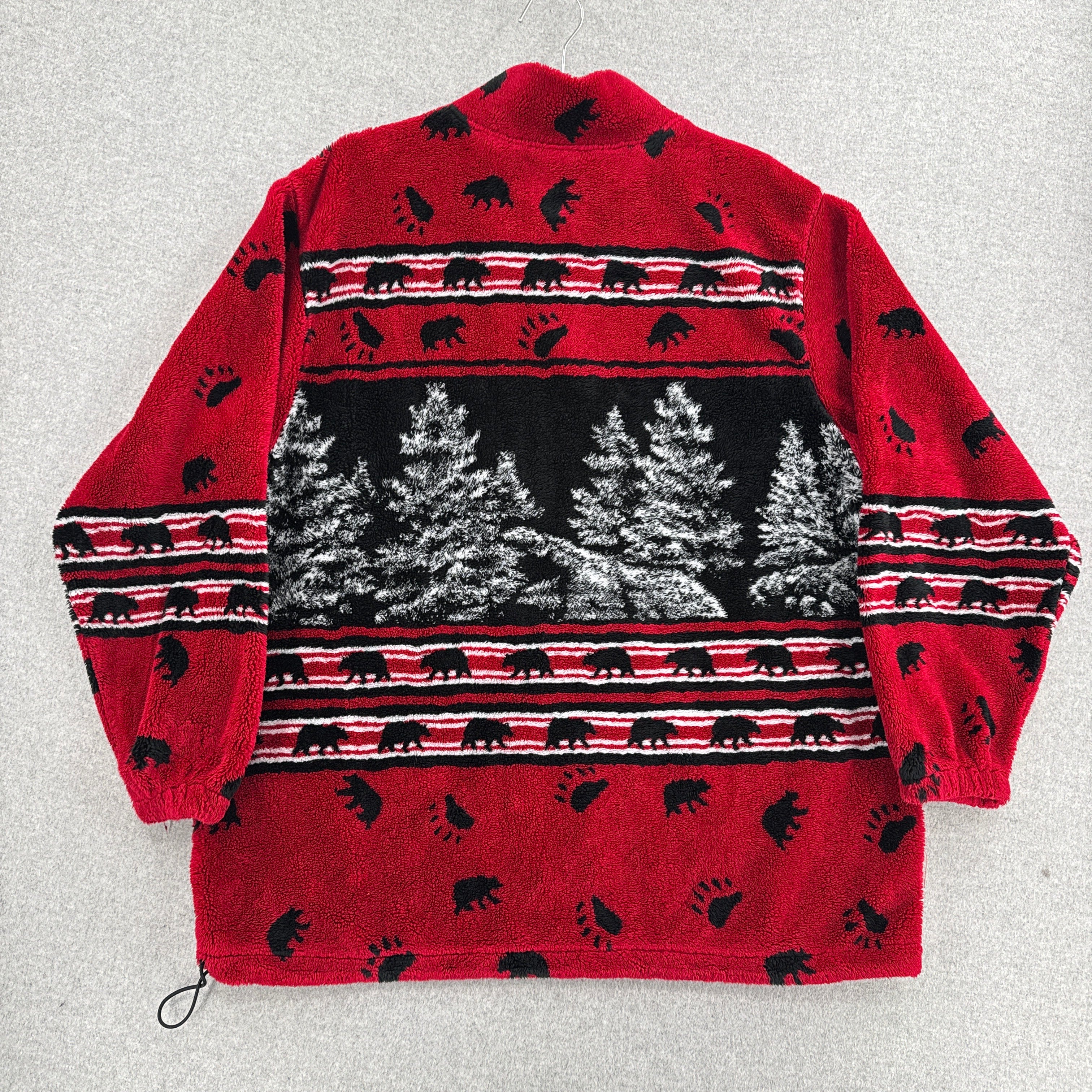 Vintage 90s Bear Woods Nature Fleece Sweater Jacket
