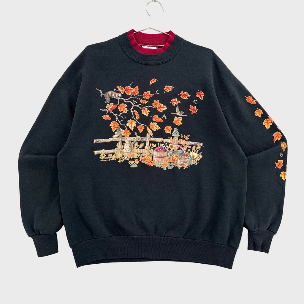 Vintage 90s Fall Autumn Leaves Tree Crewneck Sweatshirt
