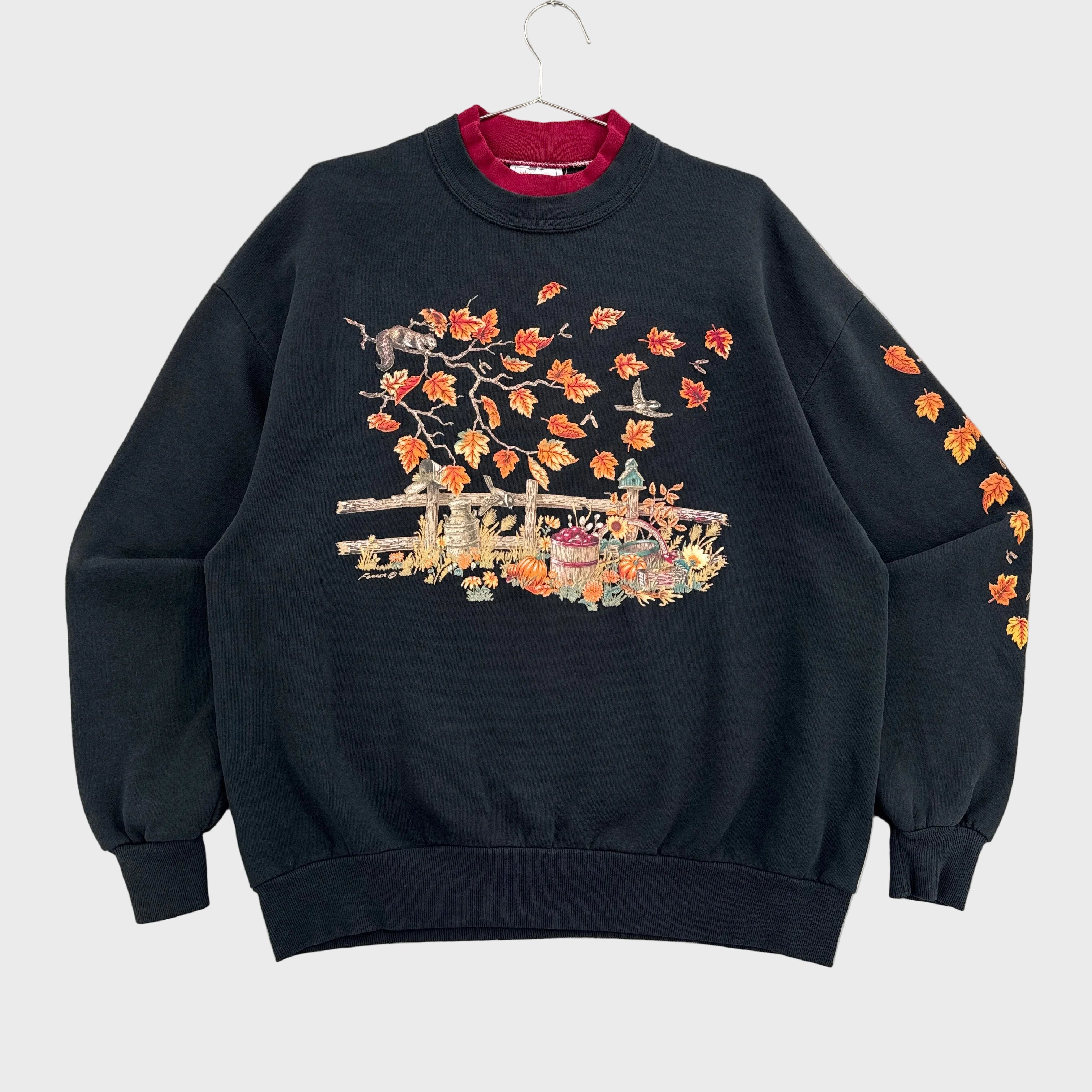 Vintage 90s Fall Autumn Leaves Tree Crewneck Sweatshirt