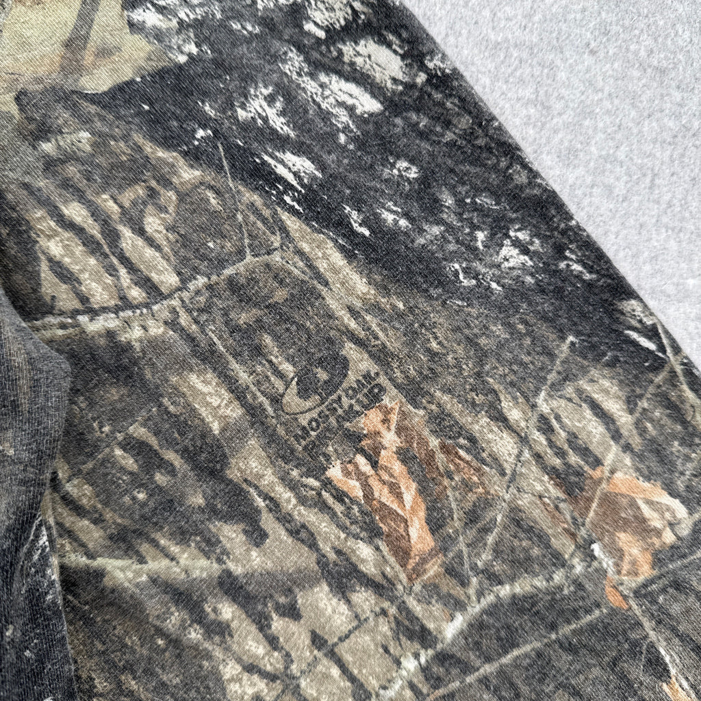 Vintage 90s Mossy Oak Camo Camouflage Cropped Long Sleeve Shirt