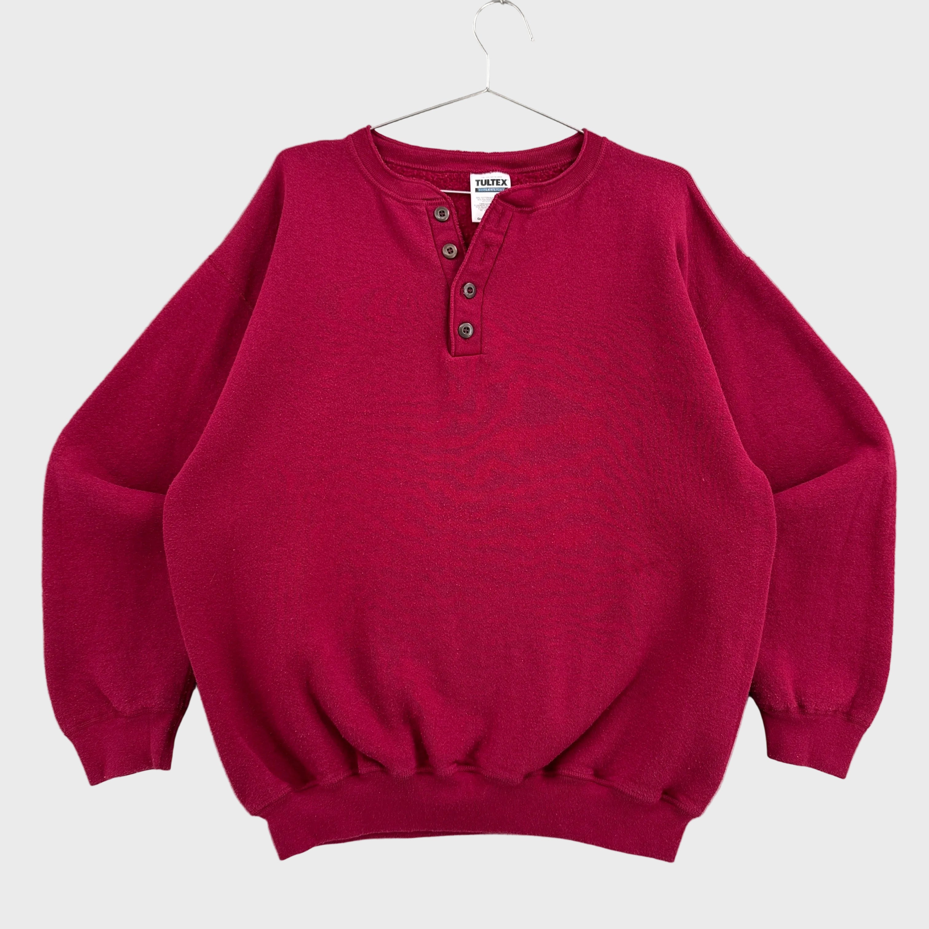 Vintage 90s Tultex Blank Button Crewneck Sweatshirt