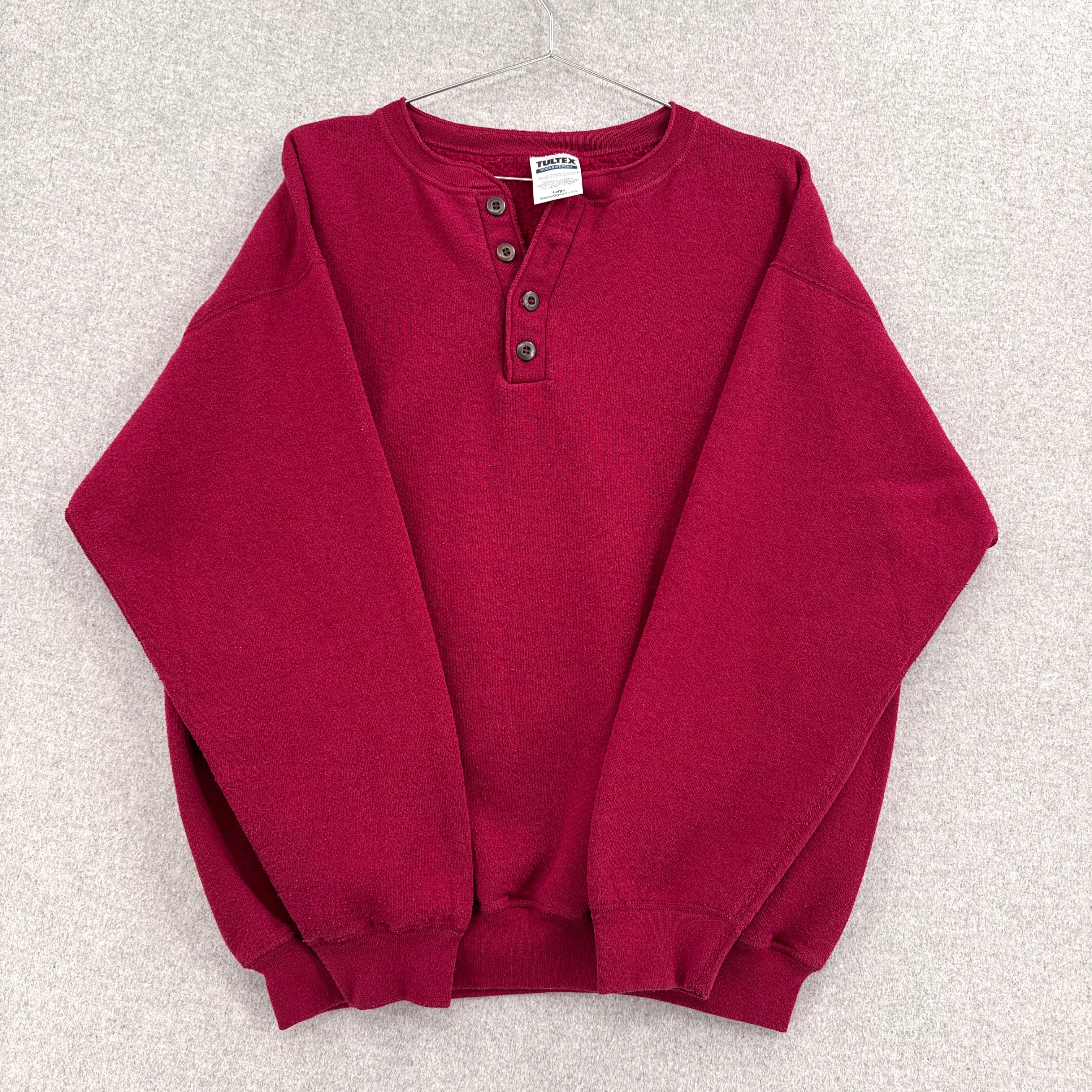 Vintage 90s Tultex Blank Button Crewneck Sweatshirt