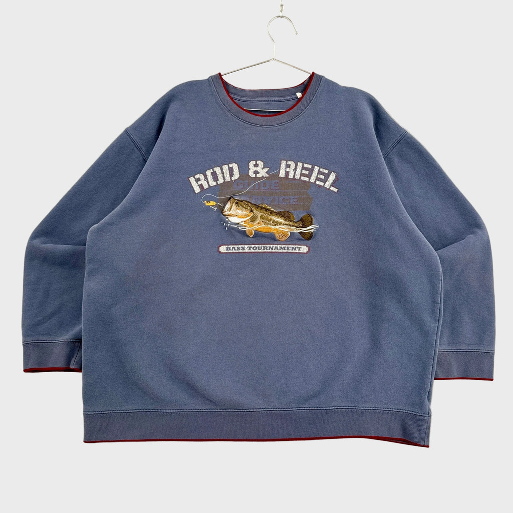 Vintage Bass Fish Fishing Embroidered Crewneck Sweatshirt