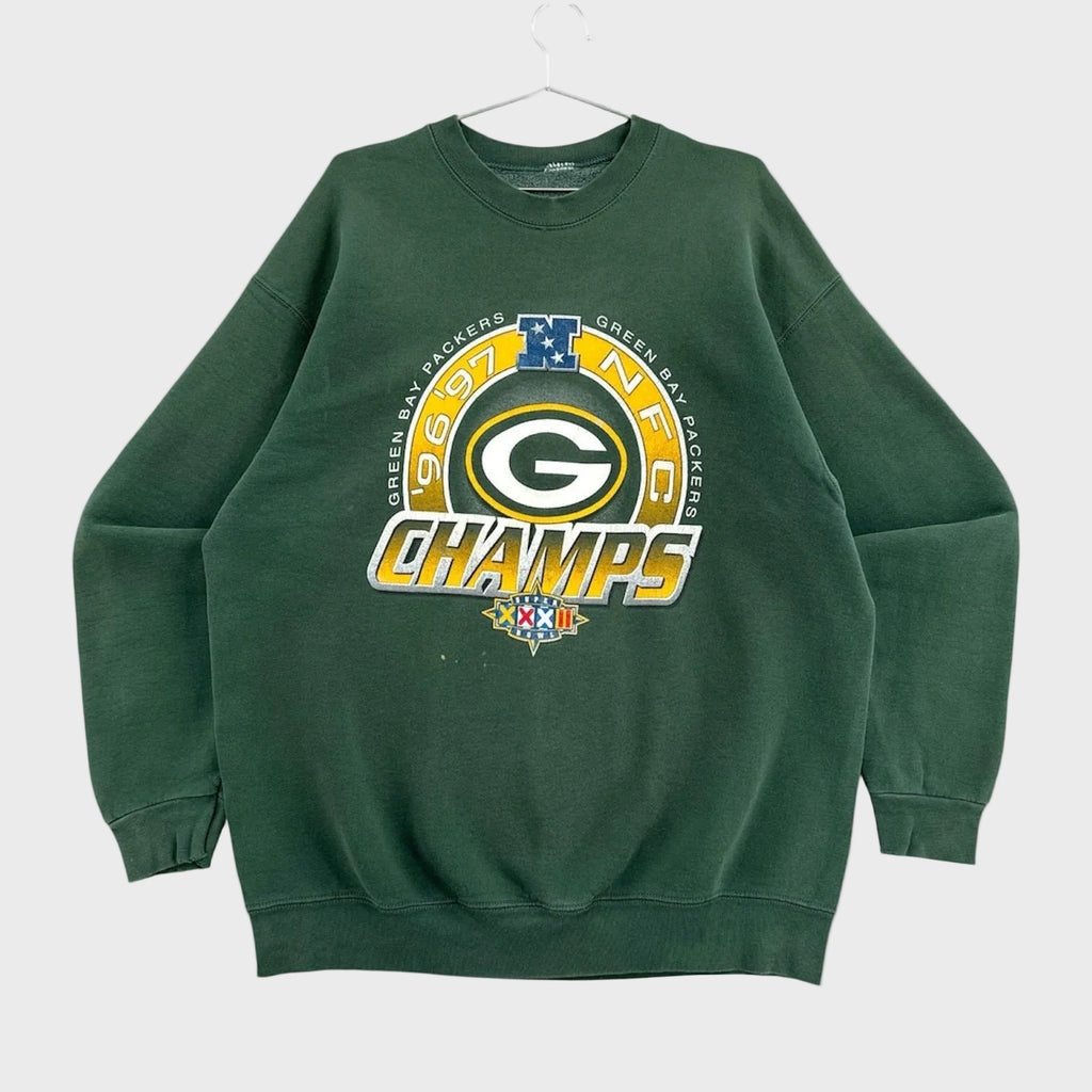 Vintage 1997 Green Bay Packers NFL American Football Super Bowl Crewneck Sweatshirt - L/XL