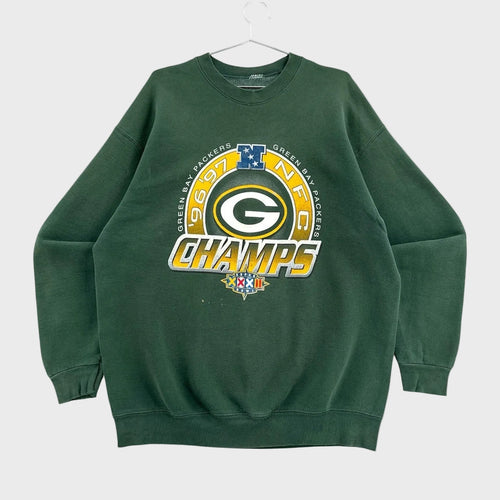 Vintage 1997 Green Bay Packers NFL American Football Super Bowl Crewneck Sweatshirt - L/XL