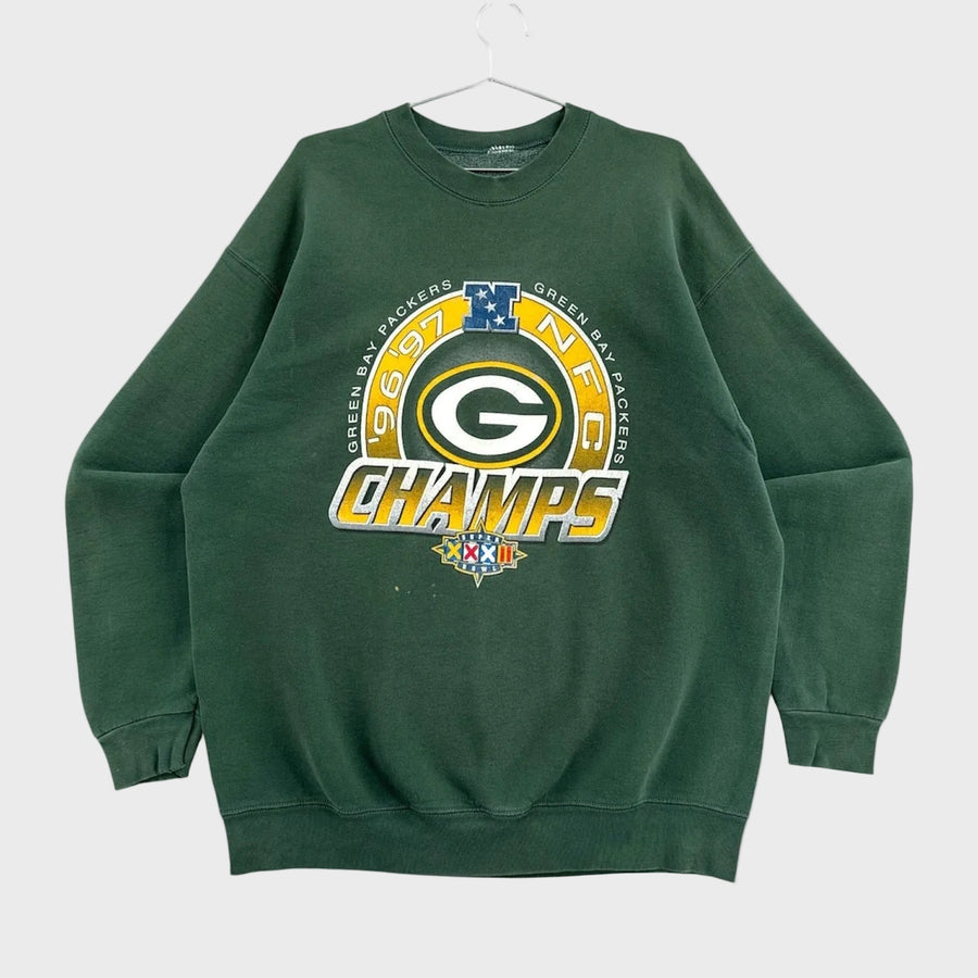 Vintage 1997 Green Bay Packers NFL American Football Super Bowl Crewneck Sweatshirt - L/XL