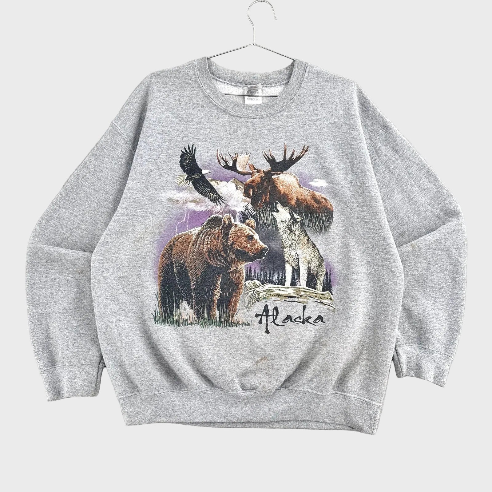Vintage 90s Alaska Animal Wildlife Nature Crewneck Sweatshirt