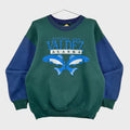 Vintage 90s Alaska Totem Inn Valdez Crewneck Sweatshirt, blue and green with 2 fish on it
