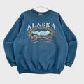 Vintage 90s Alaska Mountains Crewneck Sweatshirt - blue