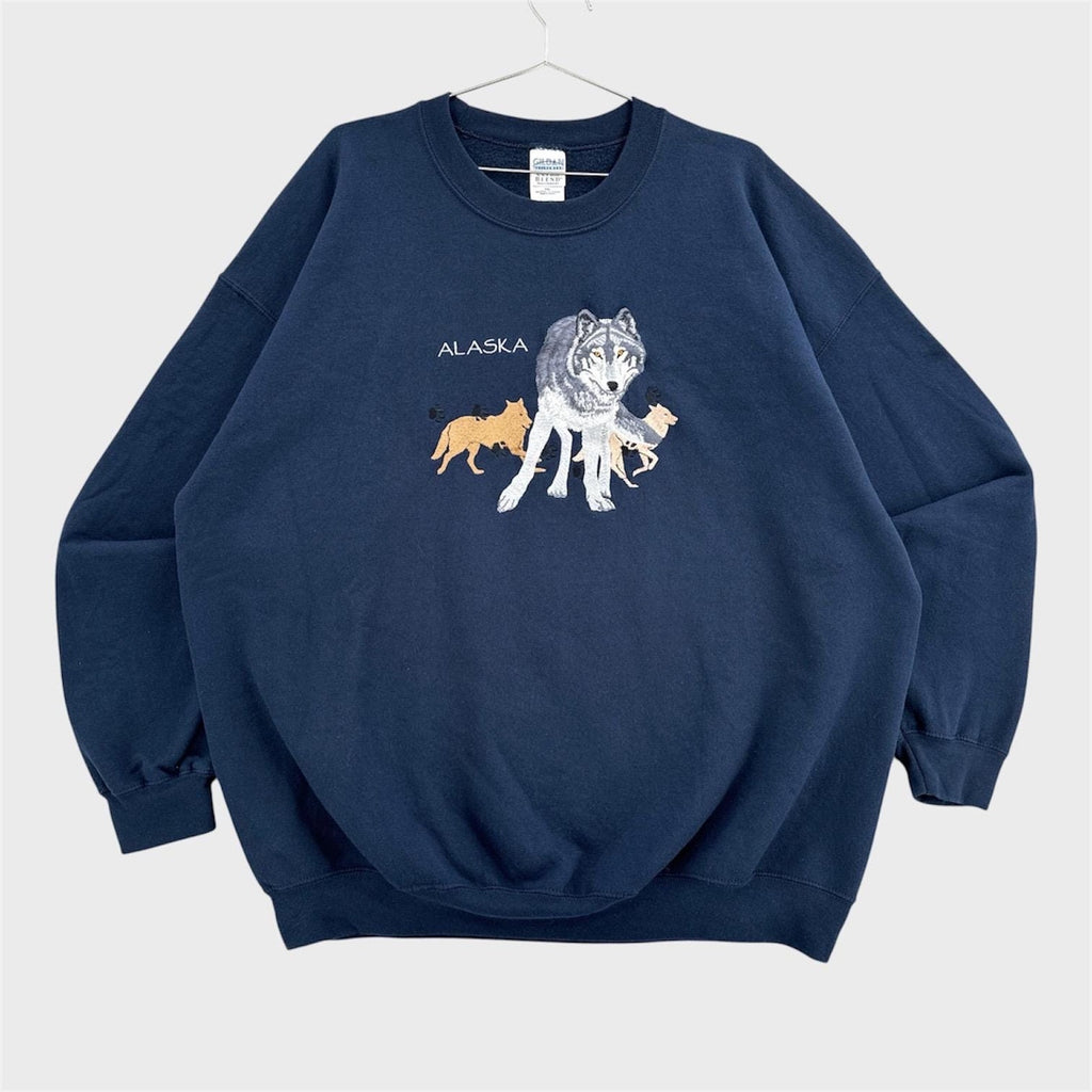Vintage 90s Alaska Wolf Wolves Wildlife Nature Animal Crewneck Sweatshirt