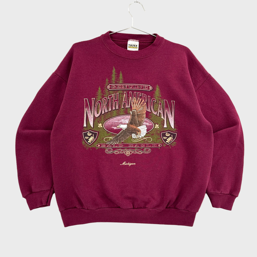 Vintage 90s Bald Eagle Michigan Nature Animal Crewneck Sweatshirt