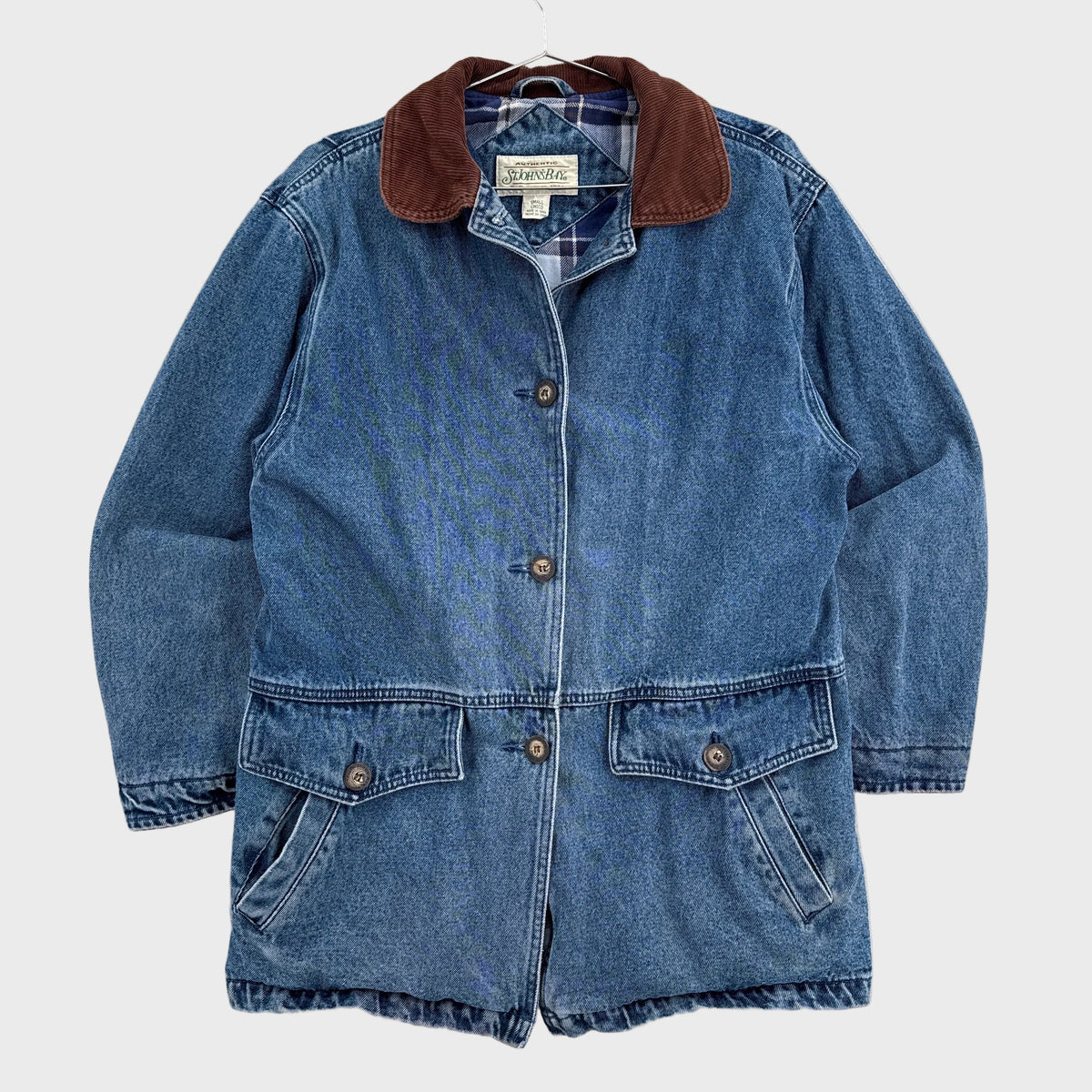 Vintage 90s Barn Jacket Chore Coat St John's Bay Plaid Lined - S