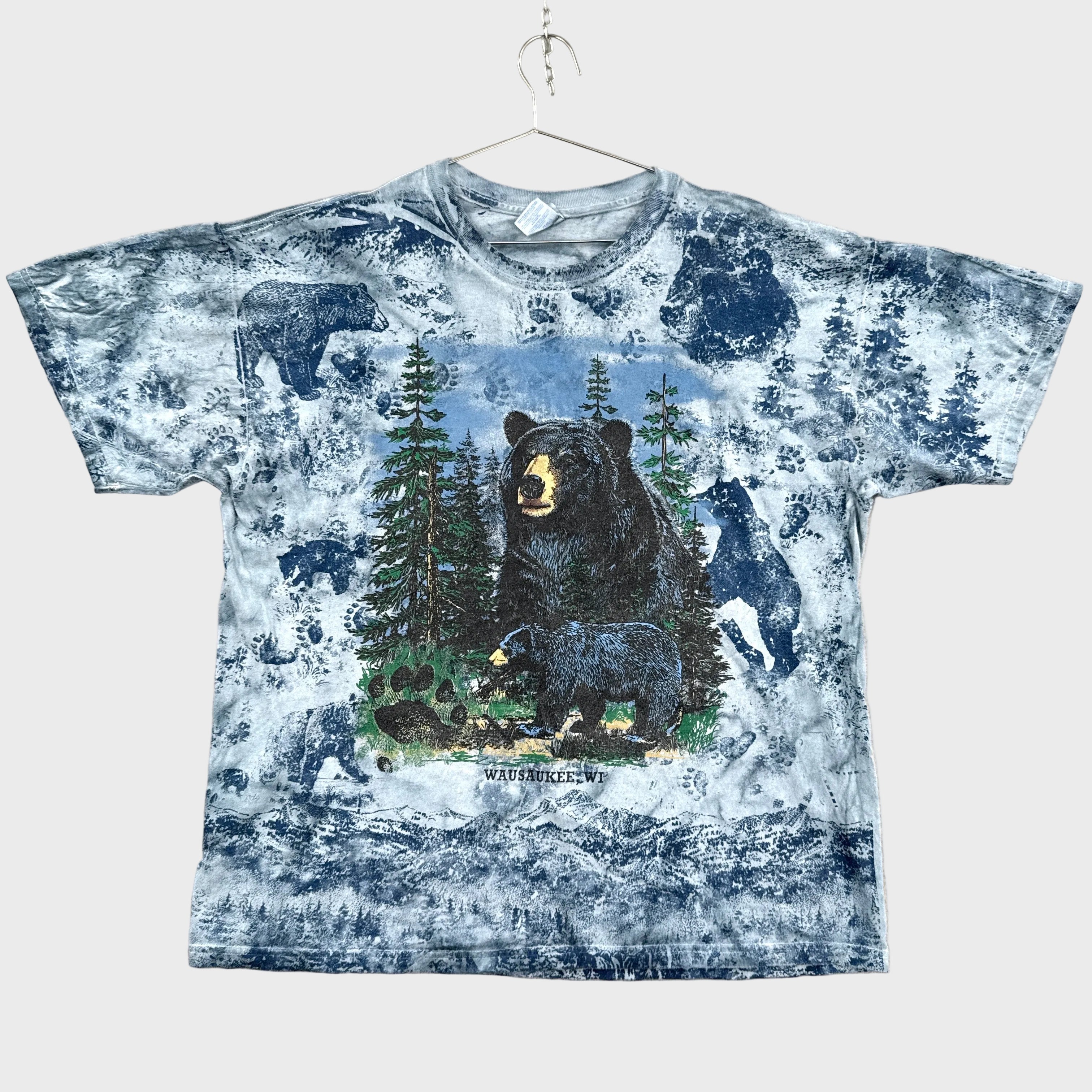 Vintage 90s Bear Woods Tie Dye Graphic Tee 