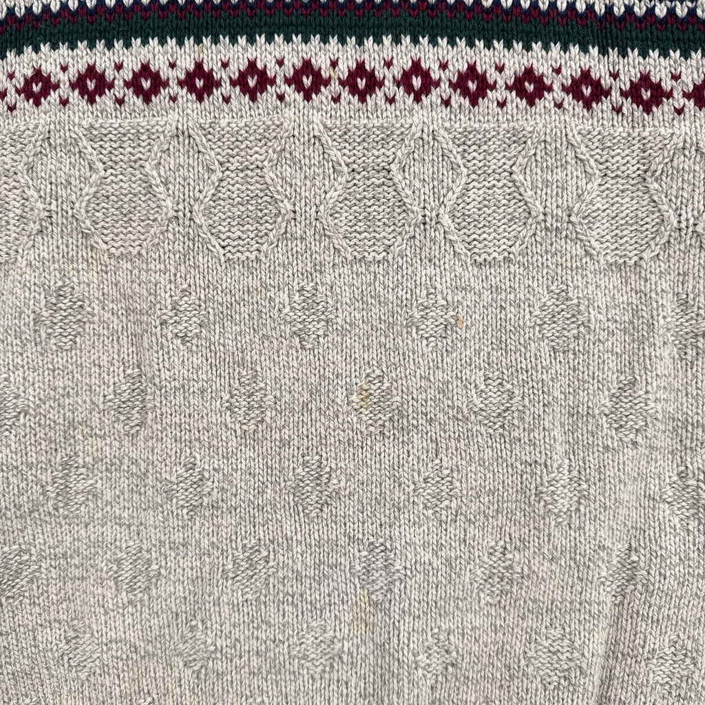 Vintage 90s Beige Neutral Geometric Pattern Knitted Sweater - XL Tall