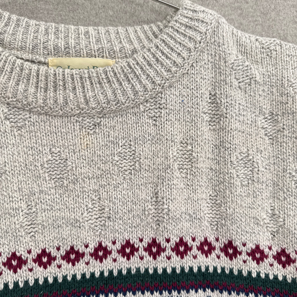 Vintage 90s Beige Neutral Geometric Pattern Knitted Sweater - XL Tall