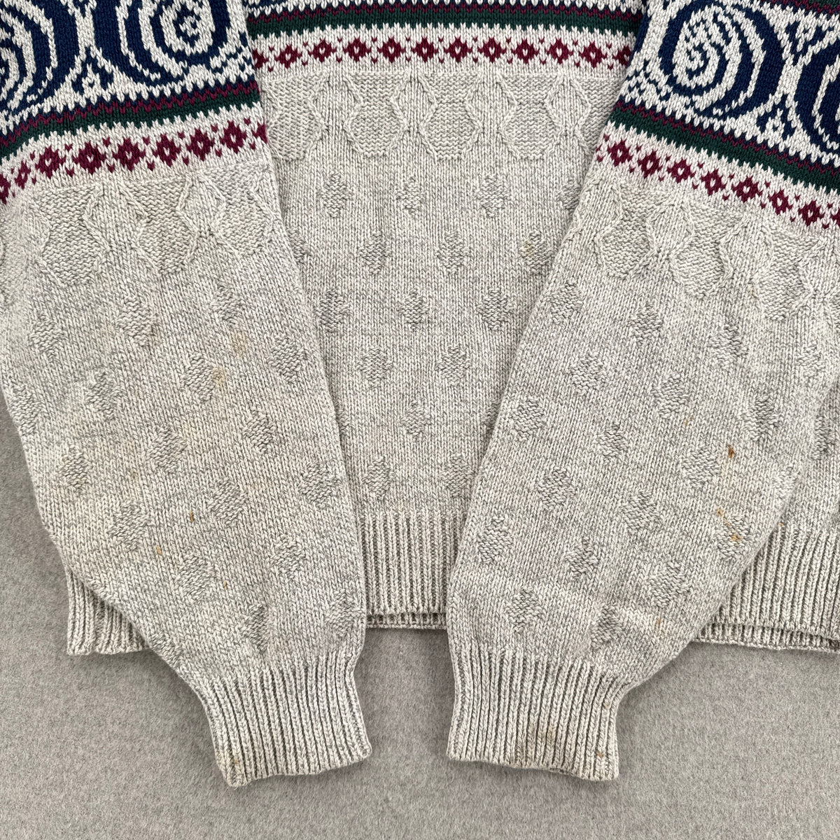 Vintage 90s Beige Neutral Geometric Pattern Knitted Sweater - XL Tall