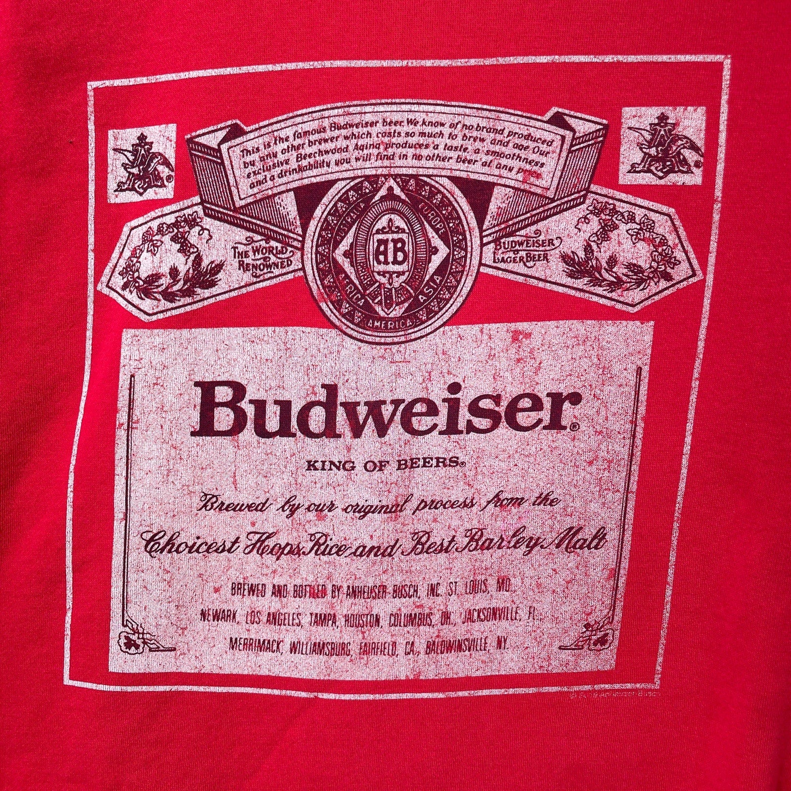 Budweiser logo and branding on a red background