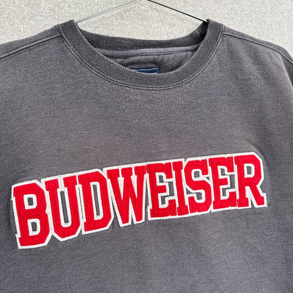 Vintage 90s Budweiser Beer Embroidered Crewneck Sweatshirt - XL