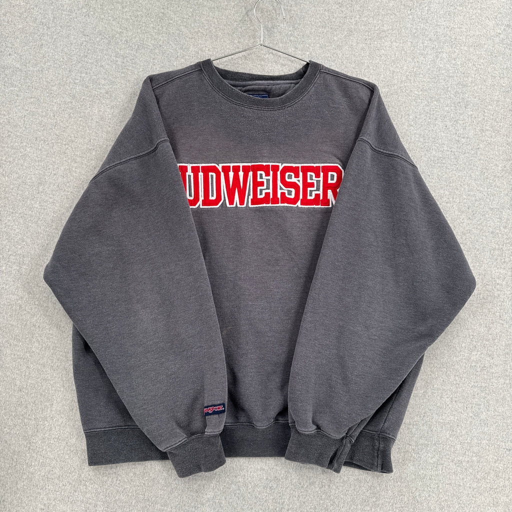 Vintage 90s Budweiser Beer Embroidered Crewneck Sweatshirt - XL