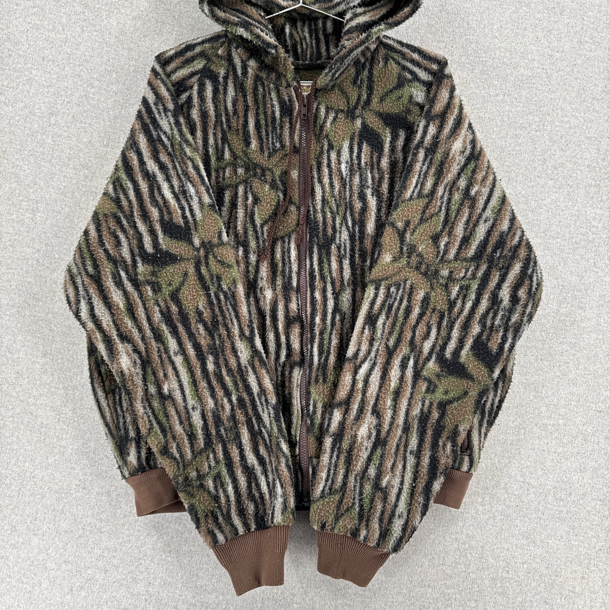 Vintage 90s Cabela's Realtree Camo Fleece Zip Hoodie Sweater Jacket - L