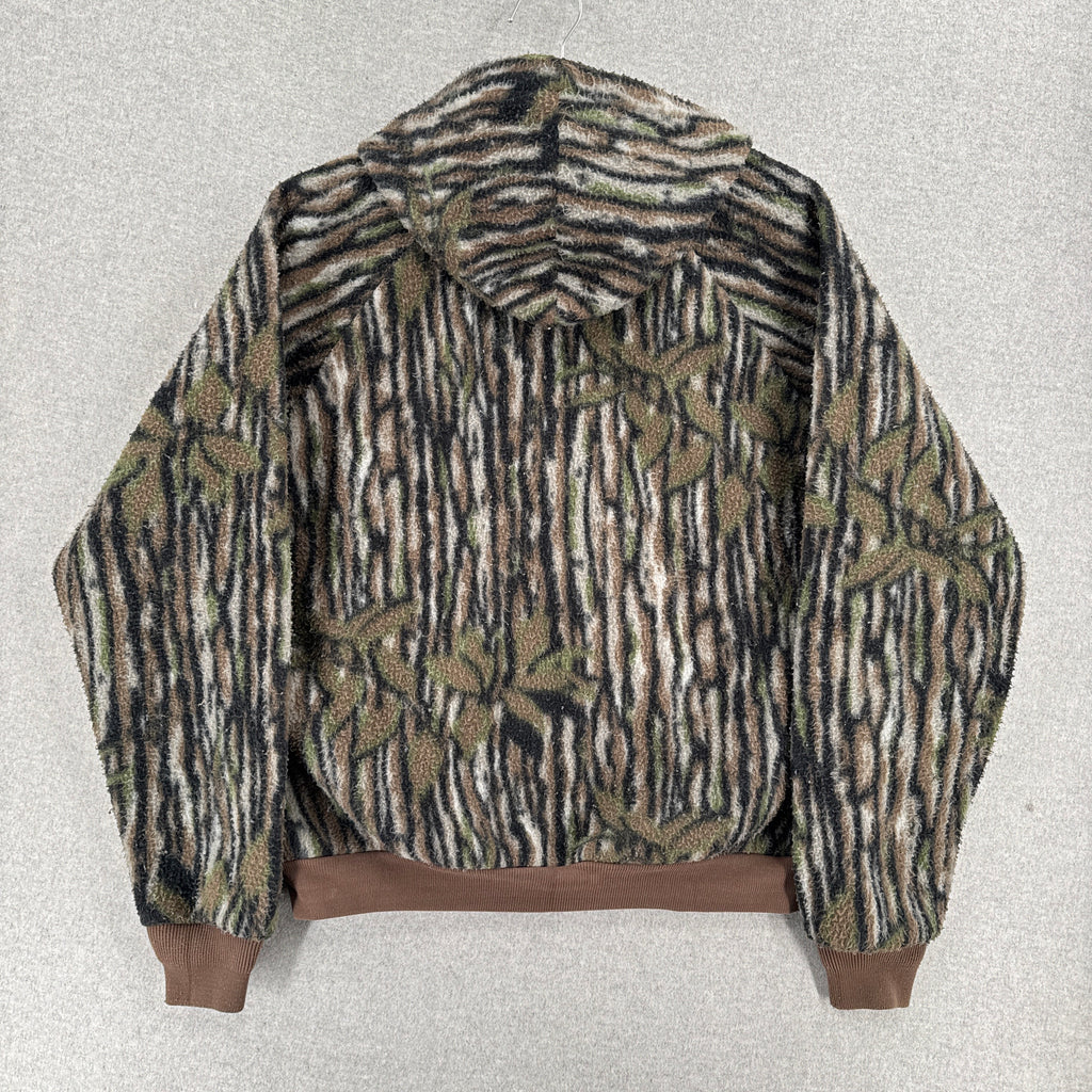 Vintage 90s Cabela's Realtree Camo Fleece Zip Hoodie Sweater Jacket - L