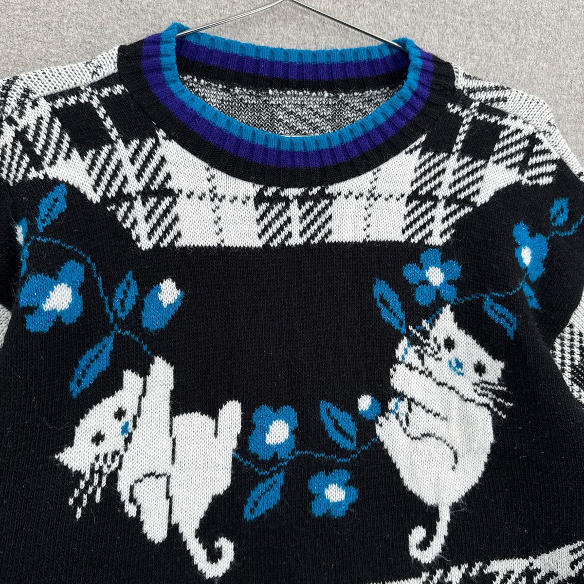 Vintage 90s Cats Kittens Knitted Crewneck Sweater - M/L