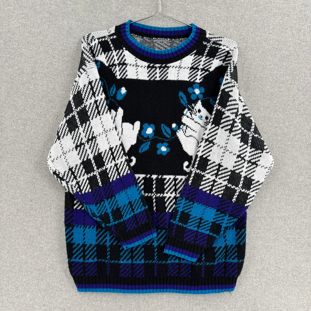 Vintage 90s Cats Kittens Knitted Crewneck Sweater - M/L