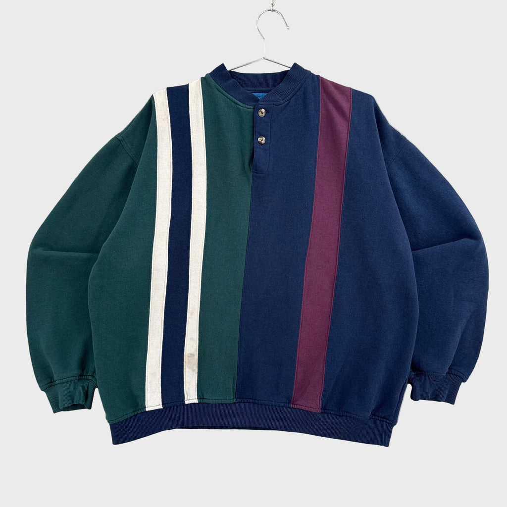 Vintage 90s Color Block Vertical Stripes Crewneck Sweatshirt