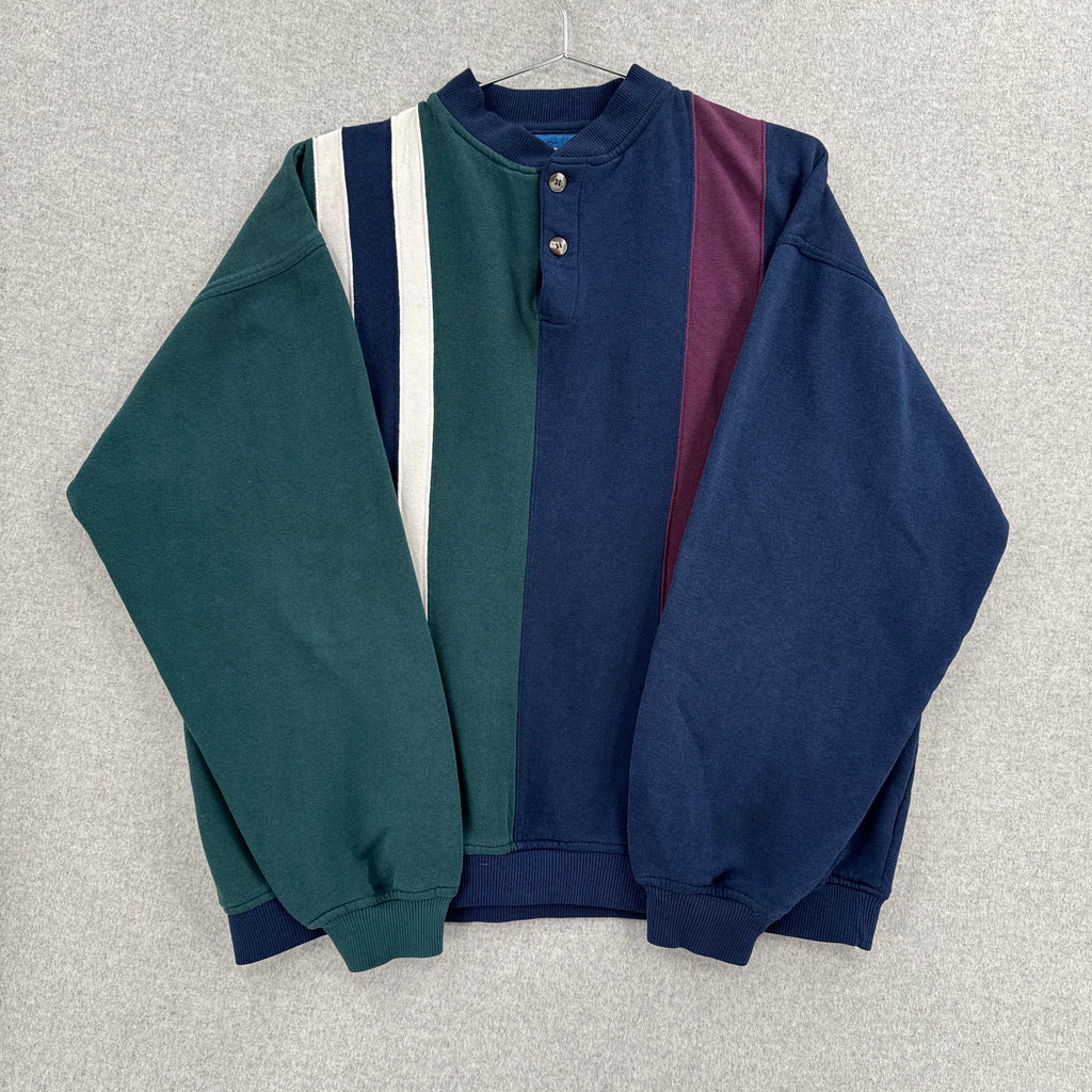 Vintage 90s Color Block Vertical Stripes Crewneck Sweatshirt