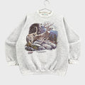 Vintage 90s Deer Cougar Animal Wildlife Crewneck Sweatshirt