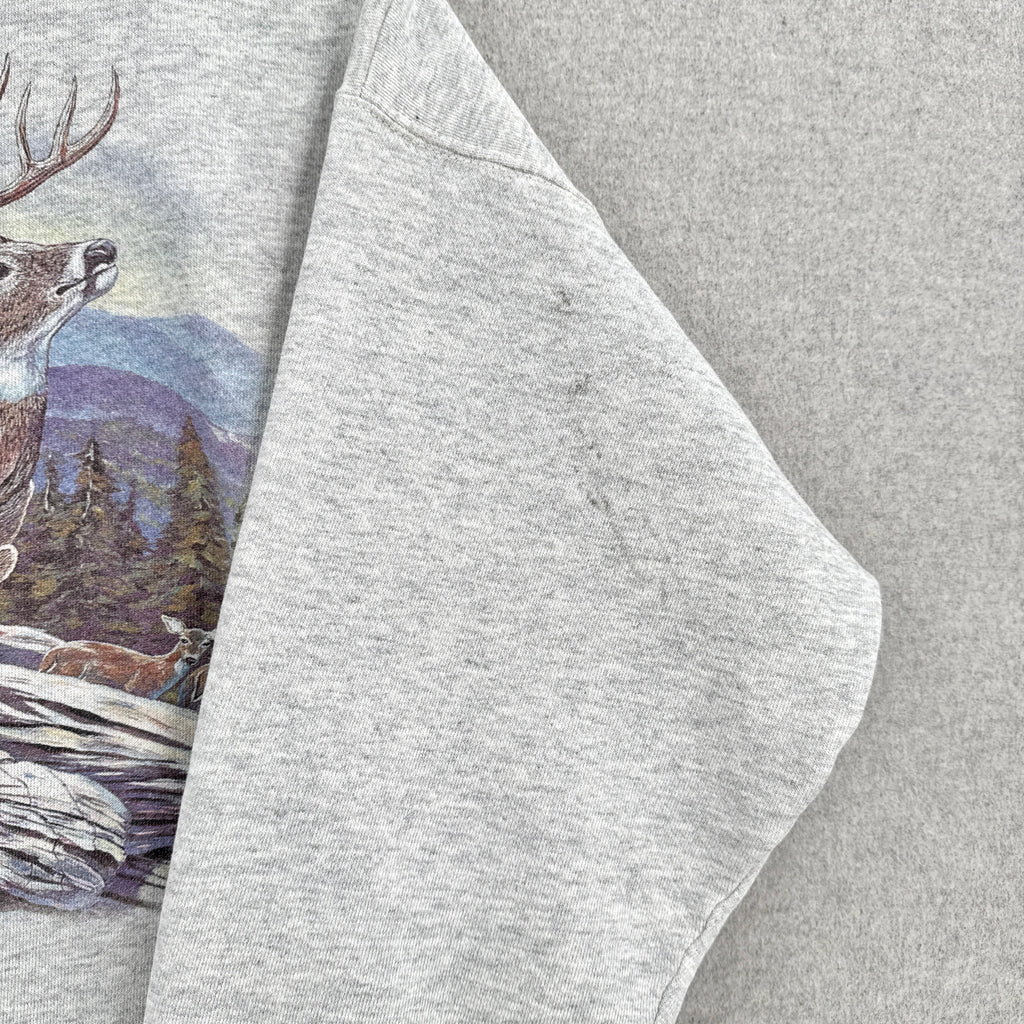 Vintage 90s Deer Cougar Animal Wildlife Crewneck Sweatshirt