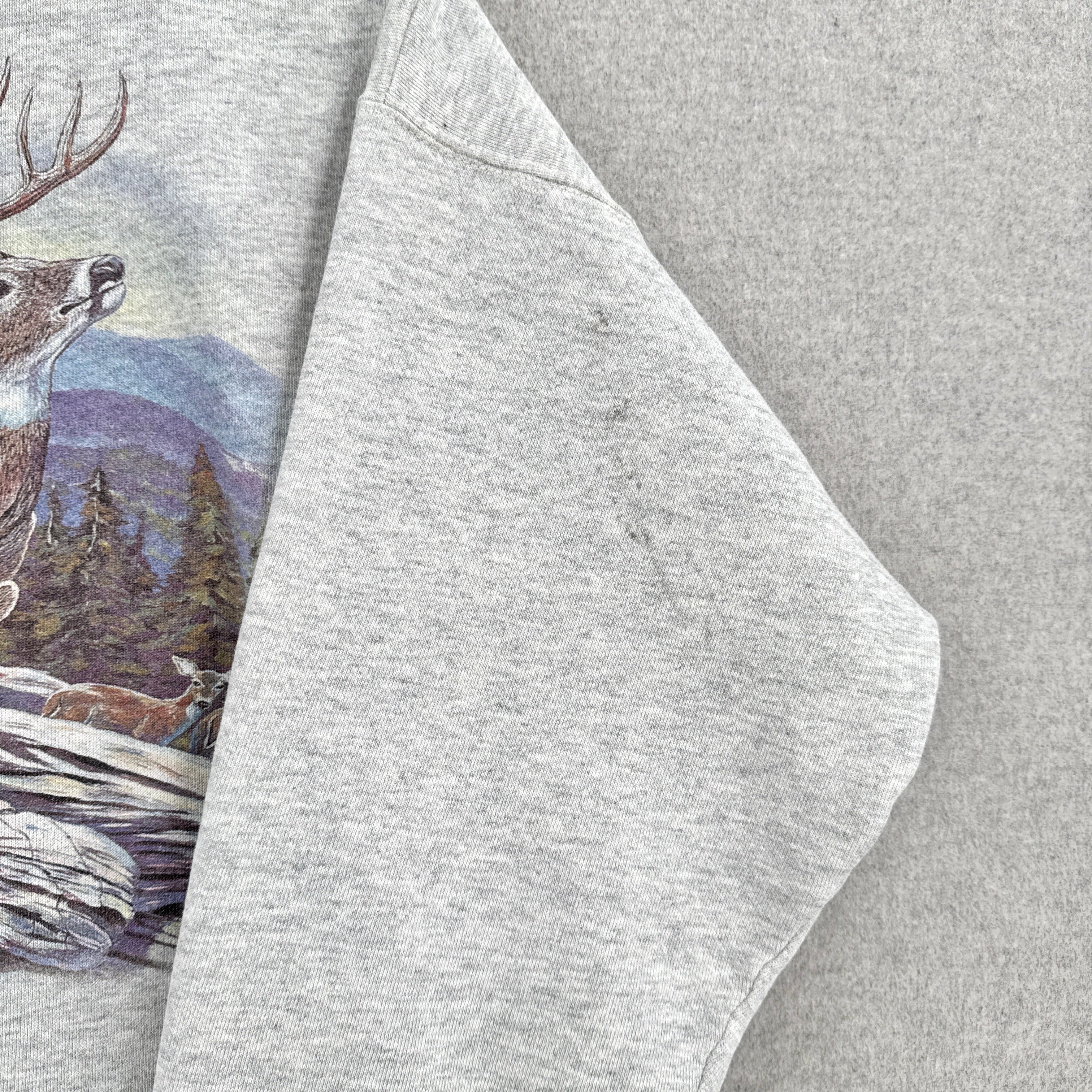 Vintage 90s Deer Cougar Animal Wildlife Crewneck Sweatshirt