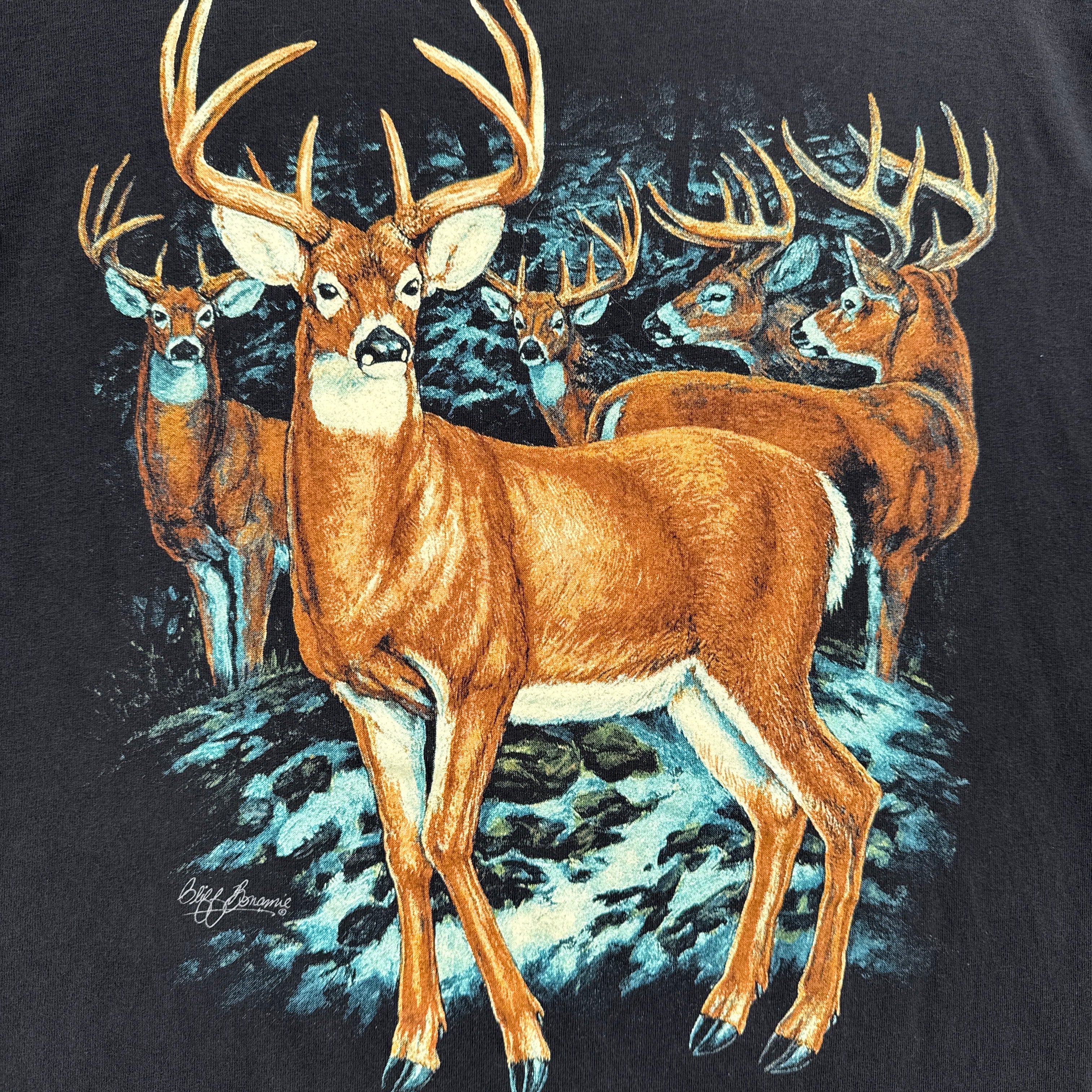 Vintage 90s Deer Print Graphic Tee 
