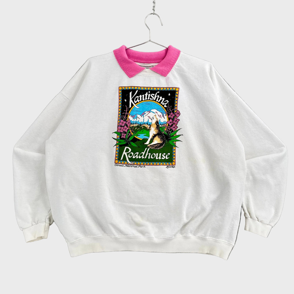 Vintage 90s Denali National Park Wolf Collared Sweatshirt