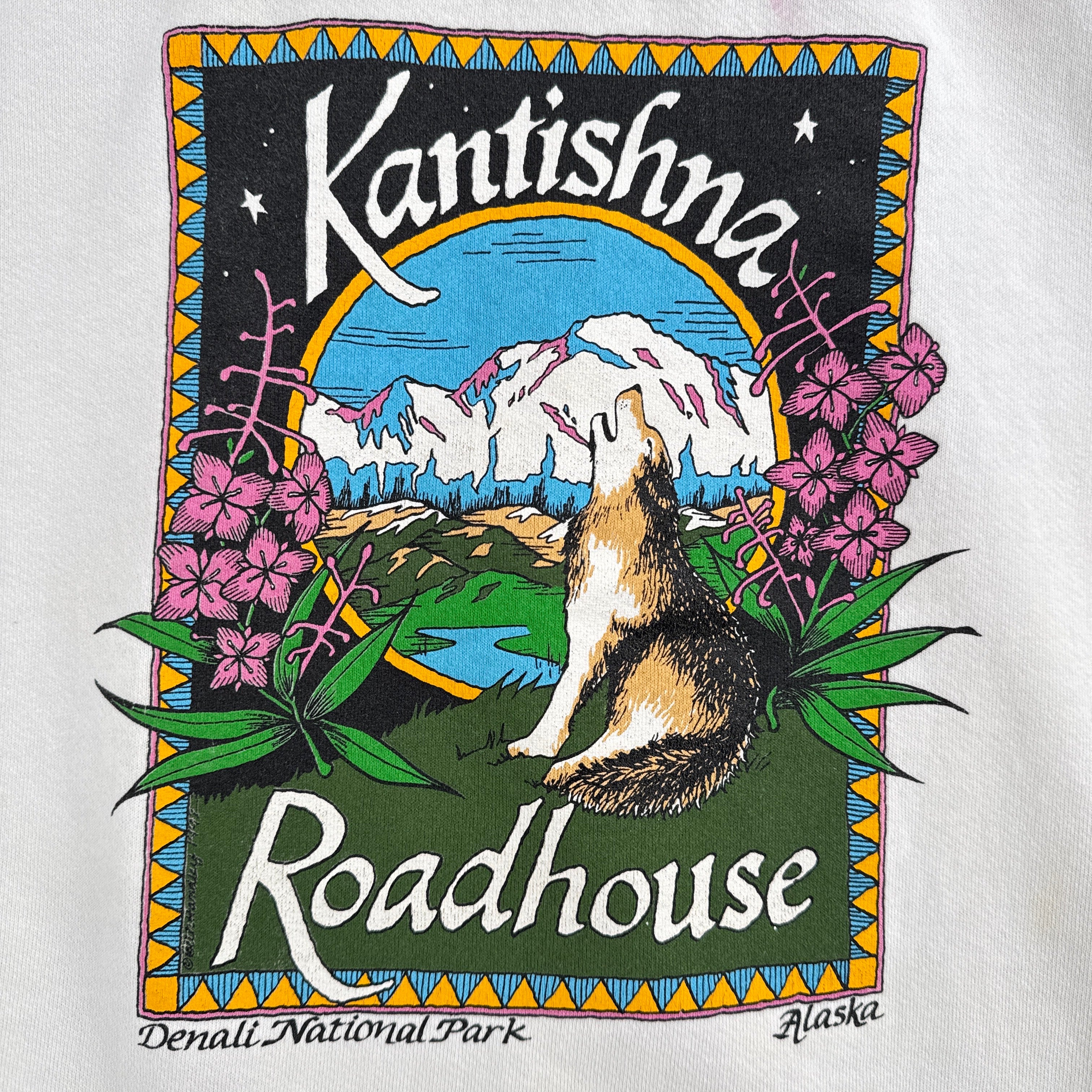 Vintage 90s Denali National Park Wolf Collared Sweatshirt