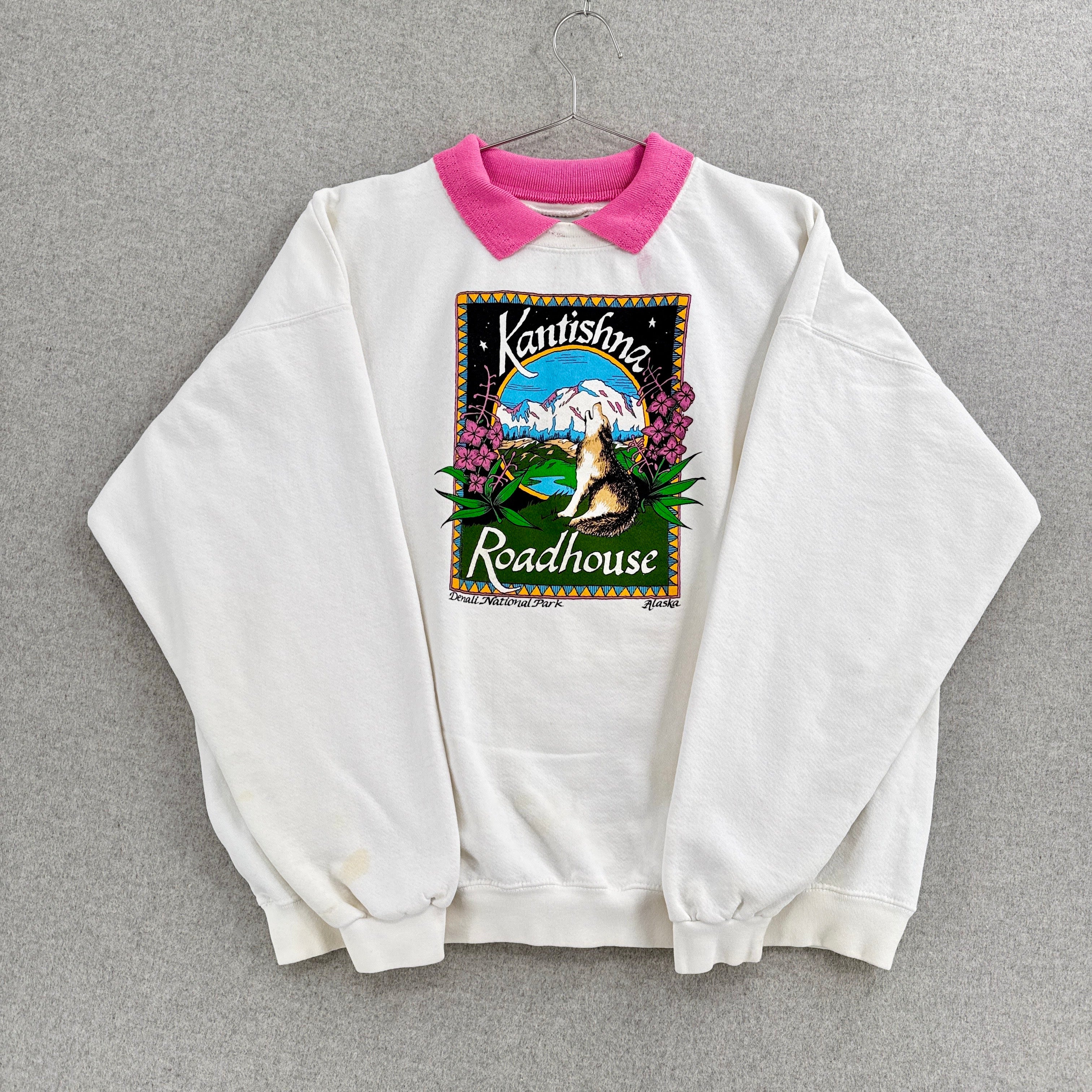 Vintage 90s Denali National Park Wolf Collared Sweatshirt