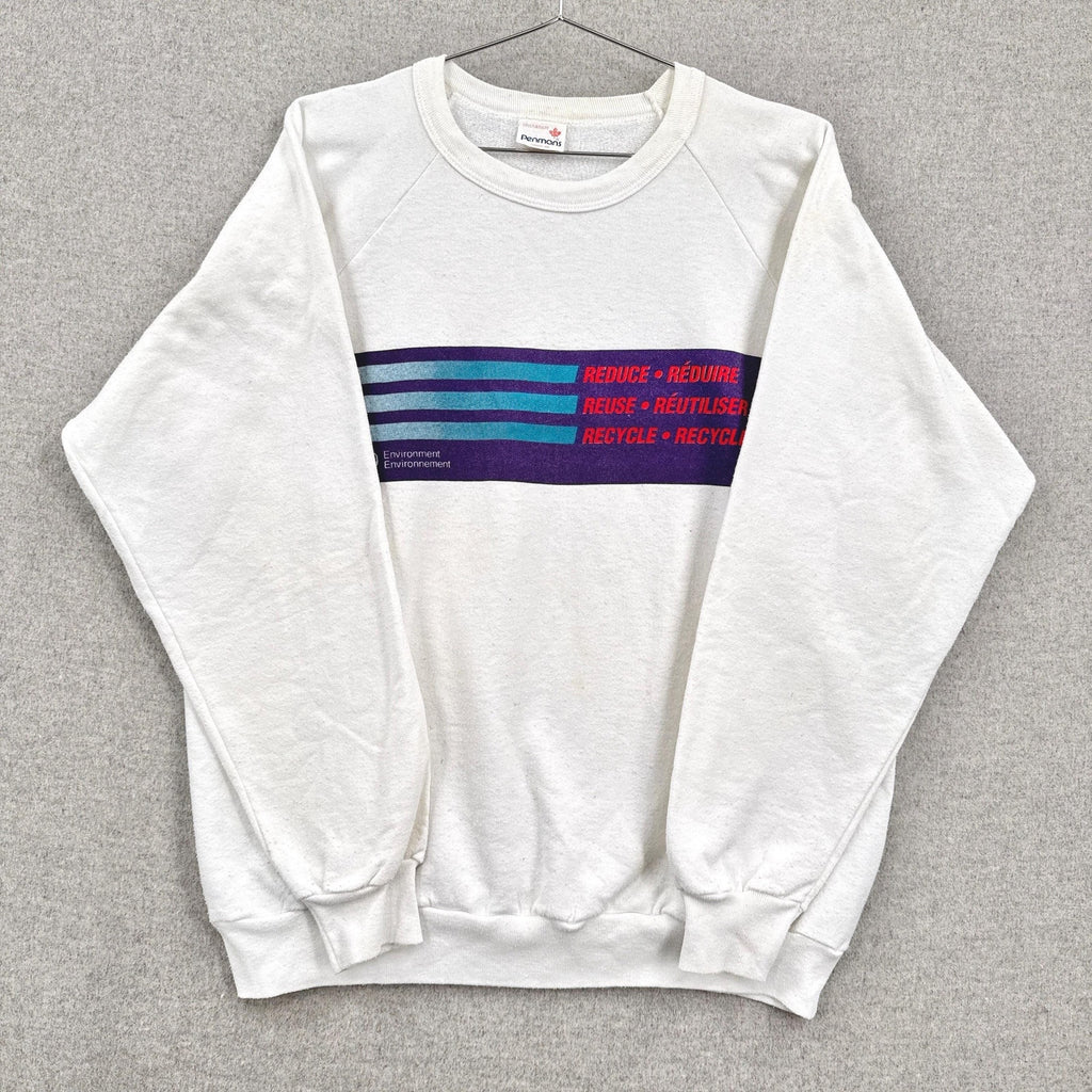 White sweatshirt with colorful stripes on a gray background