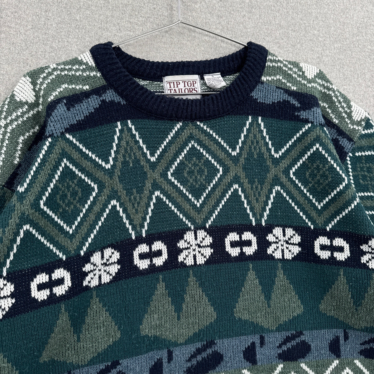 Vintage 90s Geometric Knitted Sweater Tip Top - S